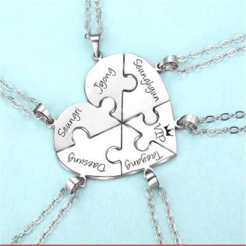 Custom Lettering S925 Silver Necklace 6pcs Puzzle Pendant Necklaces Set Friendship Custom Name Necklace Lover Pendant Graduation