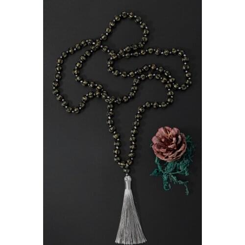 OAIITE Natural Mantras Rosary Stone Necklace Hand Knotted Six Word Beads Prayer Necklaces 108 Mala Buddhism Tibetan Jewelry Gift