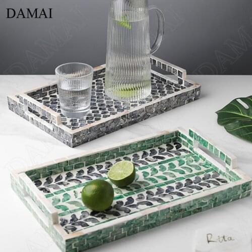 Nordic Natural Color Shell Trays Decorative Modern Creative Jewelry Cosmetic Display Tray Coffee Table Wine Set Teacup Organizer