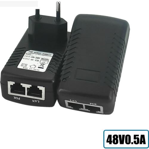 POE injector Ethernet CCTV Power Adapter 15.4W,POE pin4/5(+),7/8(-) Compatible with IEEE802.3af for CCTV IP cameras