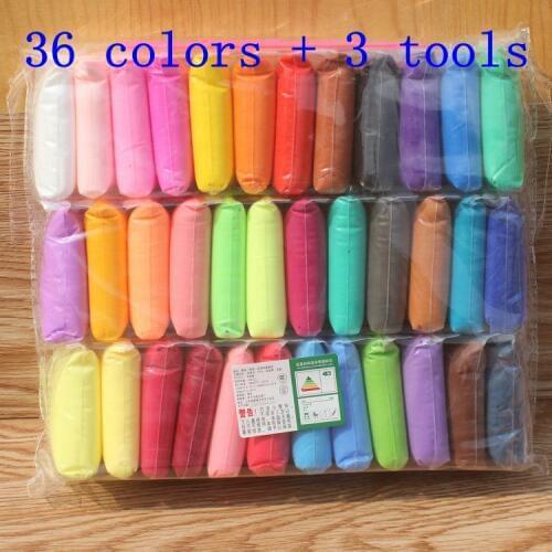36pcs/lot Clay Polymer Air dry Playdough tools 36 color Modelling Light DIY Plasticine Learning kids Plasticine soft Clay