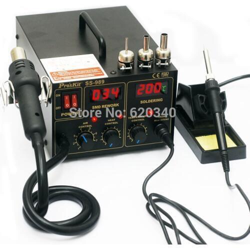 Proskit High Quality Advanced 2 IN 1 ESD Hot Air Soldering Station Digital Display BGA SMD Hot Air Rework Station Desoldering