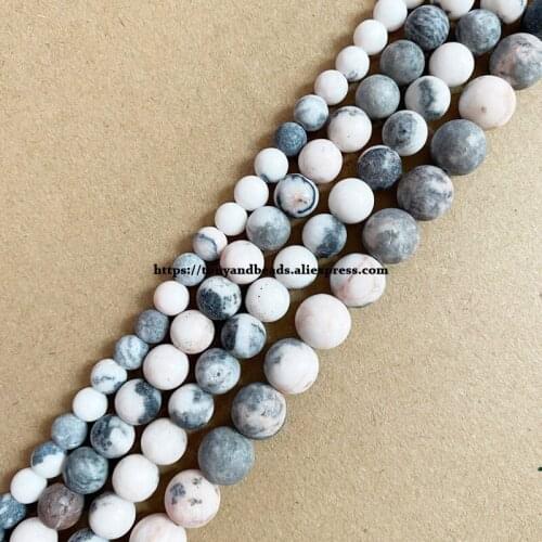 Natural Stone Matte Pink Zebra Jasper Round Loose Beads 15" Strand 6 8 10 12MM Pick Size For Jewelry Making DIY