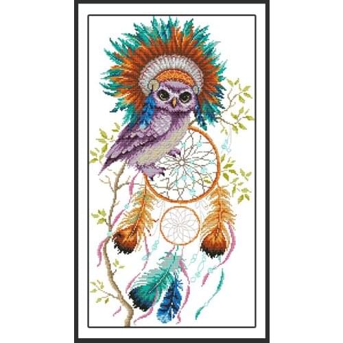 Owl Counted Cross Stitch Patterns DMC Printed on Canvas 14CT 11CT Fabric for Embroidery Kit DIY Crafts for Needlework Home Decor