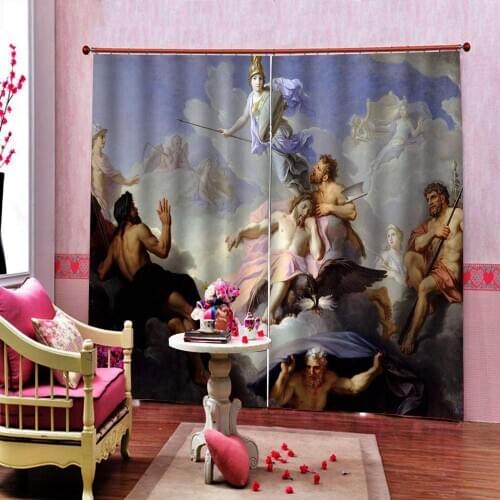 European character pattern Blackout curtains luxury Stereoscopic Curtains Home Decor