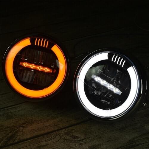 Motorcycle LED Headlight Assembly Halo Ring DRL with Lo/Hi Beam for Honda Shadow VT600 VT1000 Cafe Racer Chopper Sportster XL883