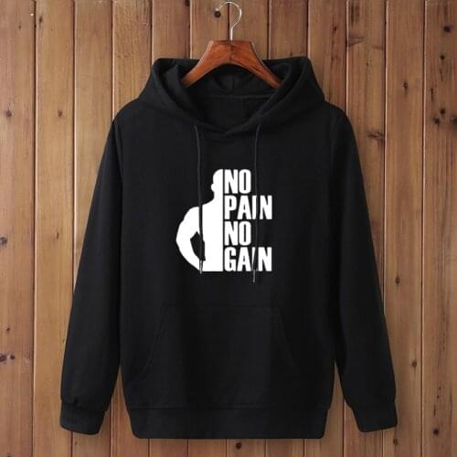 Fashion no pain no gain Sweatshirt Clothes Sweatshirt hoodies Men Autumn Winter Hip Hop Hooded