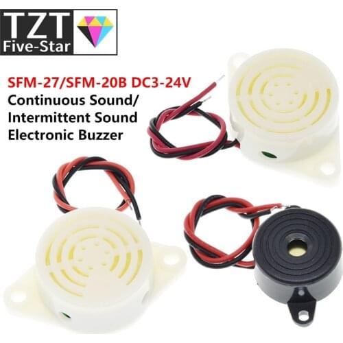 TZT 2PC/Lot 95DB Alarm High-decibel 3-24V 12V Electronic Buzzer Beep Alarm Intermittent Continuous Beep for Arduino SFM-27