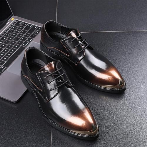 Yomior Autumn Spring Pointed Toe British Men Shoes Business Formal Dress Leather Shoes Big Size Party Wedding Loafers Oxfords