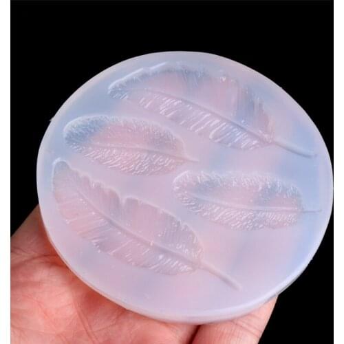 Jewelry Mold Feather Shapes Making Pendant Silicone Resin Cake DIY Craft Tools R58E