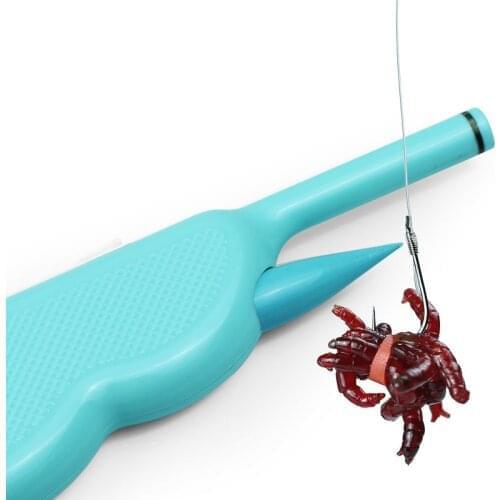 Earthworm Bloodworm Clip 13cm Portable ABS Fishing Bait Bloodworm Clip Device Fishing Lure Tackle Accessory 200 Rubber band A438