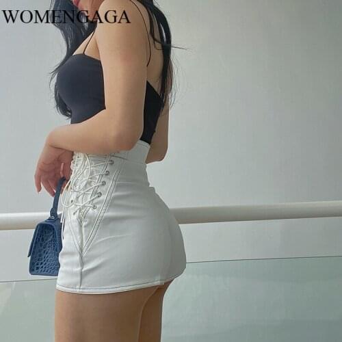 WOMENGAGA Europe Sexy Women 2020 New Bandage Cool Girl Drawstring Zipper Women Shorts TM9Z