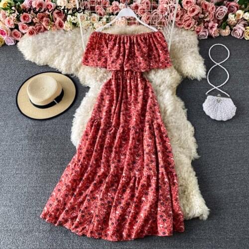 Dresses for Women Off Shoulder Chiffon Summer Chic Korean Style Clothes High Quality Sexy Dress Vintage Y2k Vestido De Mujer