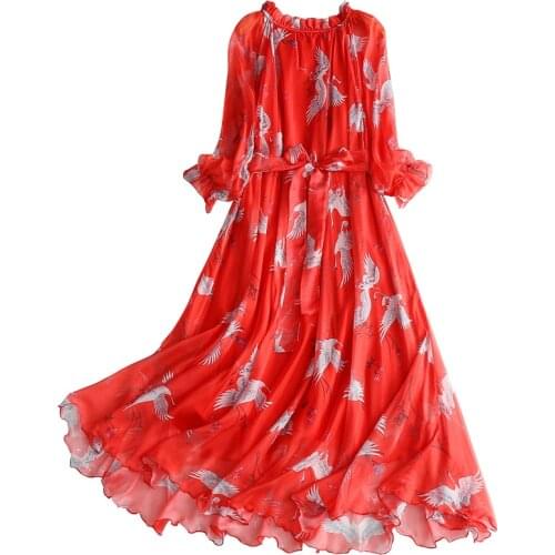 Bohemian Runway Maxi Dress Plus size Womens Long Sleeve ruffle Collar Vintage Floral Print Chiffon Party Holiday Long Dresses