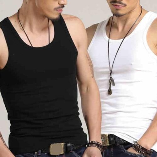 Sleeveless vest Men Tanks Top Solid Color Breathable Cotton Compression Under Base Layer Men Sport Tanks Top