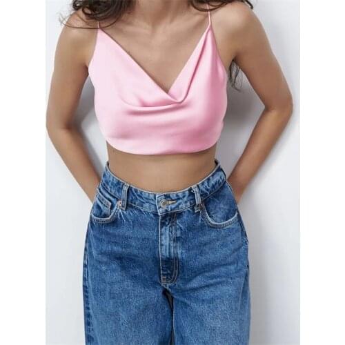 ZXQJ Women 2021 Fashion Solid Sexy Summer Tank Tied Top Vintage Sleeveless Thin Backless Straps Female Camis Mujer
