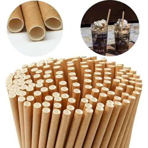 100pcs/set Disposable Paper Straws for Baby Shower Wedding Party Birthday Party Decoration Supplies Vintage Drinking Straws