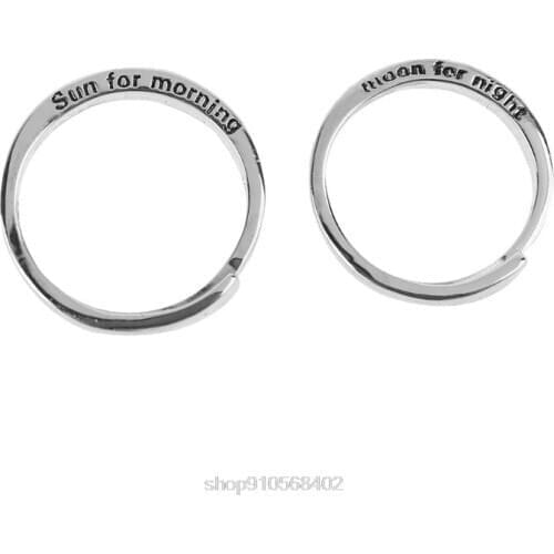 2Pcs Sun and Moon Lover Couple Rings Set Promise Wedding Bands for Him and Her O06 20 Dropshipping