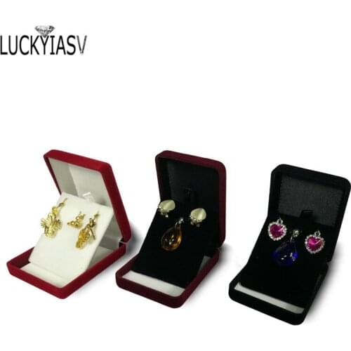 20Pcs Rectangle Jewelry Display Case 3 Colors Velvet Stud Earring Storage Gift Box Pendant Organizer Holder Gift Box