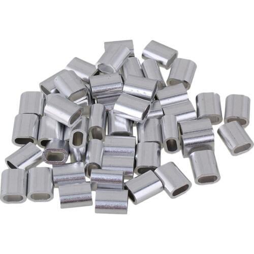 4mm Oval Shape Sliver Aluminum Crimping Loop Wire Rope Clip Sleeves Clamps for M4 Wire Rope Pack of 200