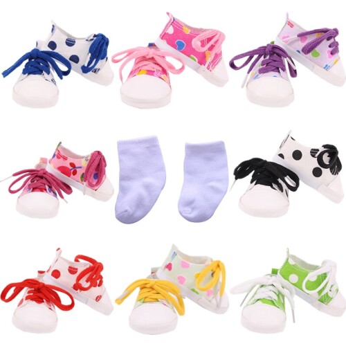 7Cm Doll Canvas Shoes For 18 Inch American&43Cm Baby With Colored Shoelace New Born Doll Child Birthday Gift For Our generation