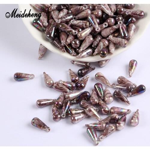 Acrylic Color Plating Water Drop Beads for Jewelry Making Wood Grain Beads For Needlework Necklace Bracelet Material