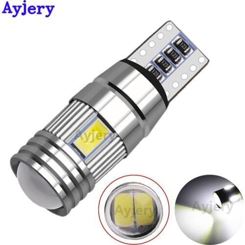 AYJERY 200 Pcs CANBUS T10 6 SMD 5630 Lens LED No Error 6smd 5730 168 194 Auto Car Light White Reading Light Clearance Light 12V