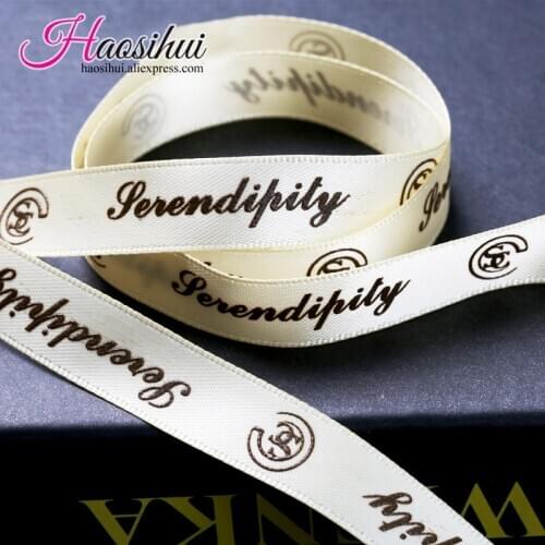 HAOSIHUI Free Shipping 1/2''(13mm) Custom ribbon logo printed pack decoration brand logo polyester gift ribbons 100yards lot