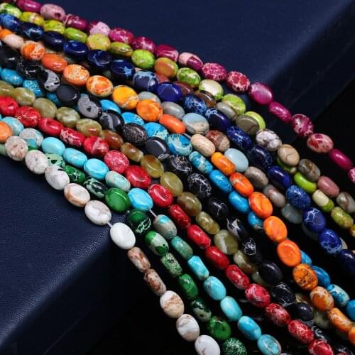 Natural Stone Beads Emperor Stone Egg-shaped Loose Beads Charms For DIY Necklace Bracelet Handiwork Jewelry Accessory Making