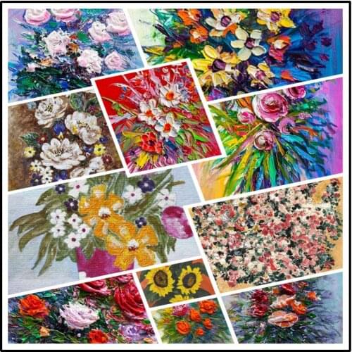 Diy Diamond Painting Color Paint Graffiti Flowers Artistic Sense of High Sense a Cluster of Small Flowers Big Sunflower Poster