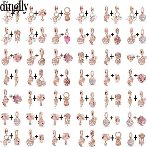 Dinglly Two-color I Love You Letter Pendant Heart Wings Dangle Charm Fit Diy Rose Gold Bracelets & Necklace Jewelry Accessories