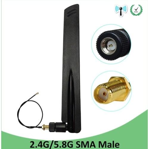 2pcs 2.4GHz 5GHz 5.8Ghz wifi Antenna 8dBi SMA Male Connector wi fi 2.4G 5G 5.8G Antena +21cm RP-SMA Pigtail Cable
