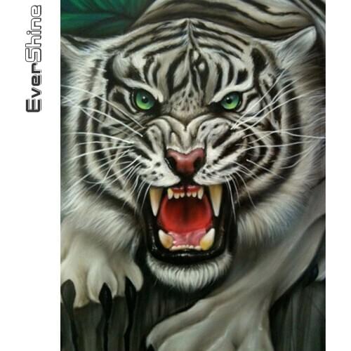 Evershine Full Drill Diamond Embroidery Kits Tiger 5D DIY Diamond Painting Animal Rhinestone Picture Home Decor