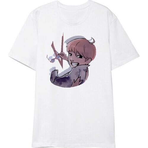 Kpop V Cartoon T-shirt bangtan boys Cotton Print white Tshirt short sleeve Loose clothes k-pop bnagtan boys T-shirt new arrivals