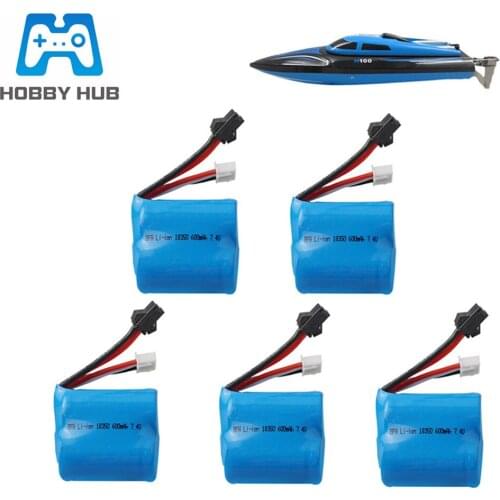 H100 H102 RC Boat Battery 7.4V 600mAh 18350 Li-ion Battery for JJRC S1 S2 S3 S4 S5 High Speed RC boat 1pcs 10pcs