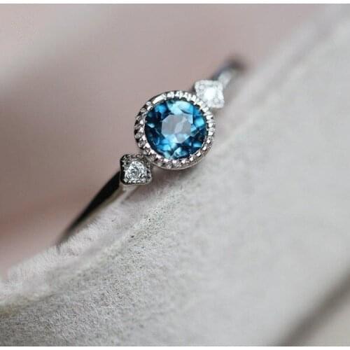 Fashion vintage blue Rings for women Rrendy retro Zircon tiny Stone Ring Classic rhinestone filled Finger Rings girl female gift