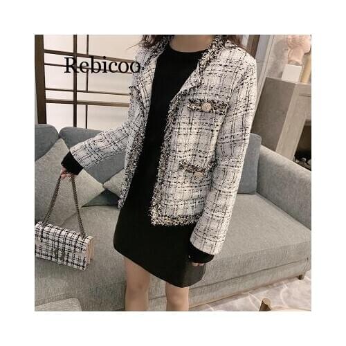 Short woolen coat female autumn and winter jacket women elegant ladies rough tweed small fragrance suit coat cardigan