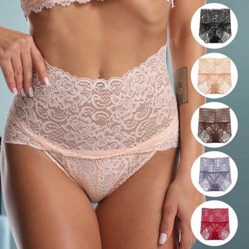 Lace Panties Womens High Waist Lingerie Female Sexy Hollow Underwear Butt Lift Lingerie Seamless Briefs Plus Size Underpants