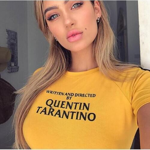 Hot 2020 Fashion New Quentin Tarantino Sexy Crop Tops Women Side Stripe Long Sleeve Turtleneck Cotton Knitted Short tshirt Lady
