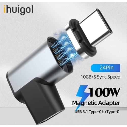 Ihuigol 24-Pin Type-C Magnetic Adapter 10Gbs USB C 3.1 Converter PD 100W Quick Charge USB 4K HD Hub Data Sync for MacBook Huawei