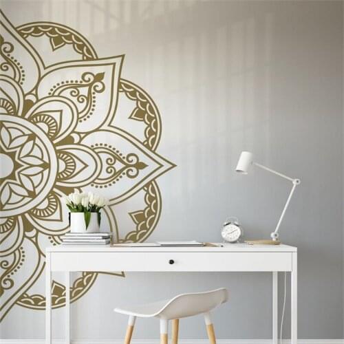 Lotus Mandala Flower Wall Stickers Ethnic Indian Buddhism Yoga Club Boho Style Vinyl Home Livingroom Door Decor Decals DW6607