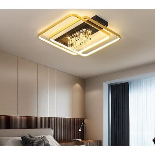 Minimalism Modern Led Ceiling Lights For Living Room Bed Room led techo AC85-265V Gold Color Crystal Ceiling Lamp home lighting