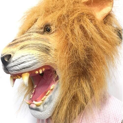 Novelty Halloween Lions Headgear Christmas Easter Costume Party Latex Animal Shaped Headgear d88