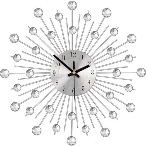 Silver crystal metal wall clock original vintage metal home decoration clock WF106