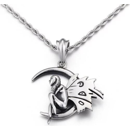 New Stainless Steel Moon Angel Jewelry Hot Fashion Titanium Steel Pendants