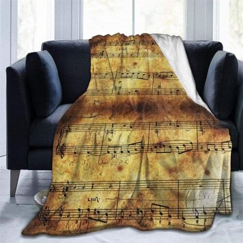 Vintage Music Mustard Throw Blanket 3D Print On Demand Sherpa Super Comfortable For Sofa Thin Quilt Air Conditioning Travel