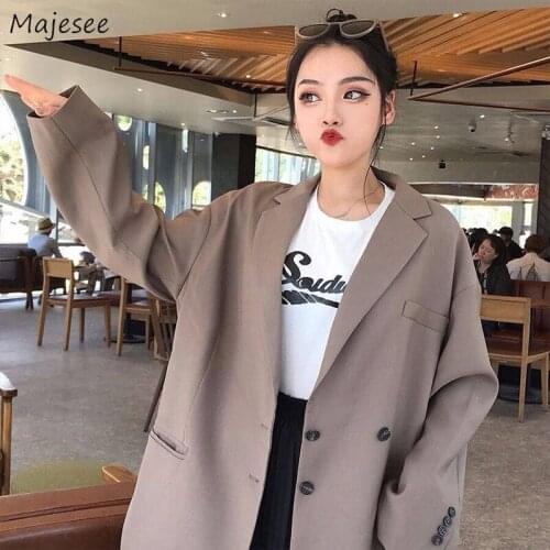 Blazers Women Solid Notched Chic Vintage Preppy Korean Style All-match Popular Trendy Loose Elegant Female Spring Hot Sale New