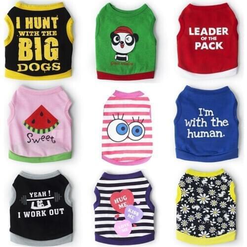 Pet Dog Vest Summer Puppy Clothes Pug Poodle Vests Shirt Letter Pattern Leisure Hoodies Costumes Clothing Dog Vests