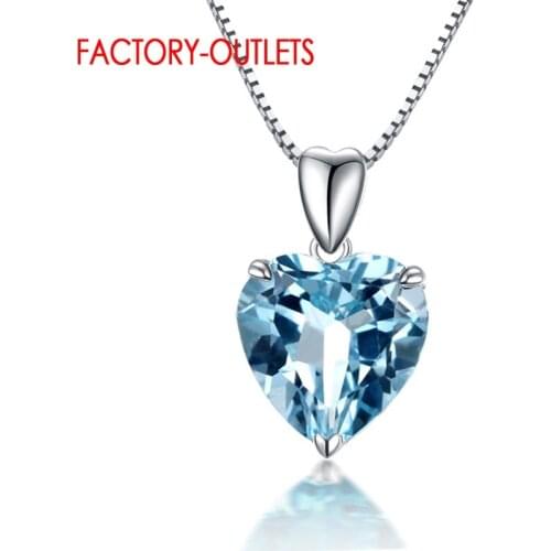 New Collection 100% 925 Sterling Silver Blue CZ Heart Of Ocean Pendant Necklaces For Women Sterling Silver Jewelry Gifts