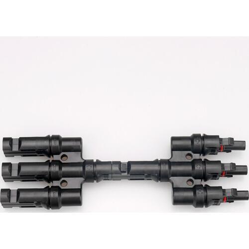 1Pair M/3F F/3M PV Connector Dustproof Assembly T Shape Solar Four-way Connector